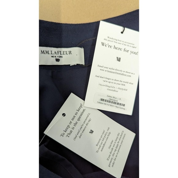 NWT MM LAFLEUR Size +3 Skirt‎ Pencil Straight Textured Galaxy Blue Back Zip - Picture 5 of 9